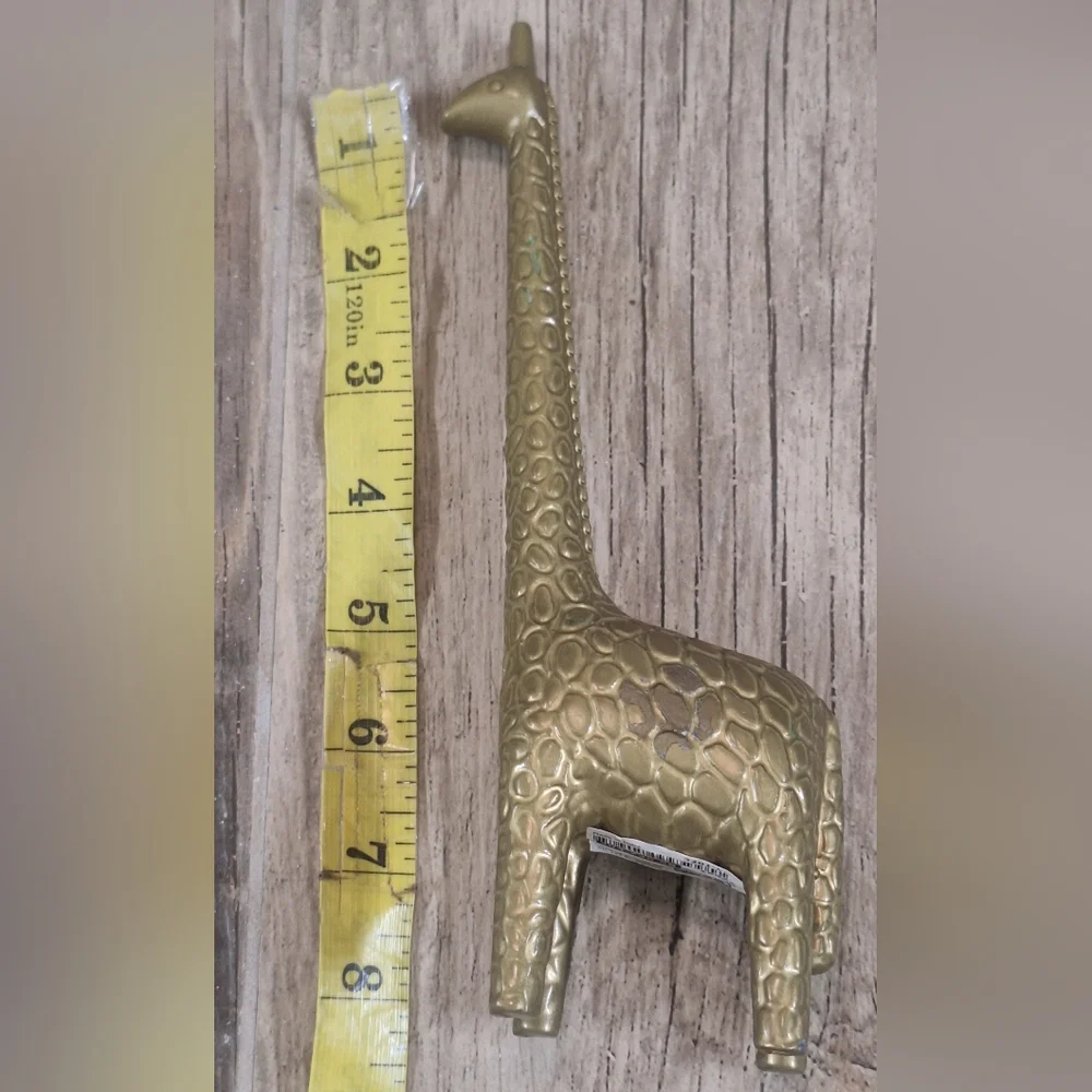 IKEA MARKNIVÅ Giraffe Metal Gold Tone Figurine Sculpture 8.5” Embossed Africa